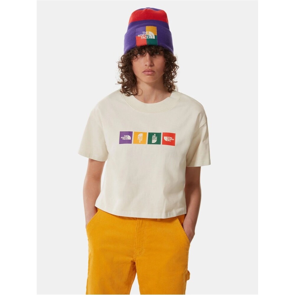 The The North Face ONE ICON Cropped Tee Size S Colorblock Logo Graphic Tee